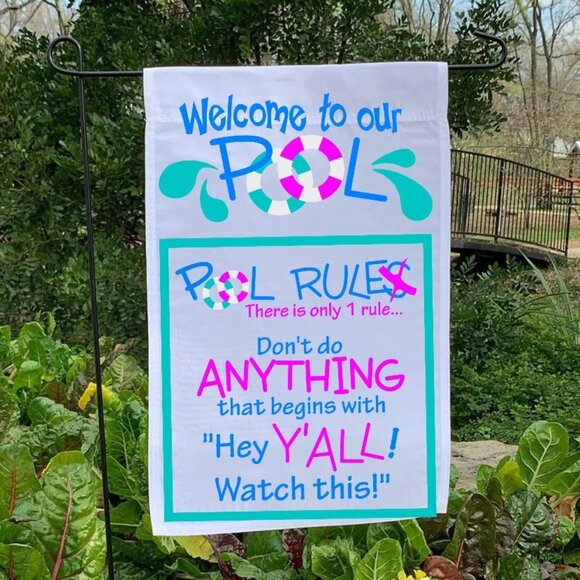 Pool Rules Yard Garden Sign *HP* Good Pool Humor  Motivational sign - Choose one - Picture 3 of 4